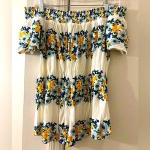 Old Navy off the shoulder floral shirt.
